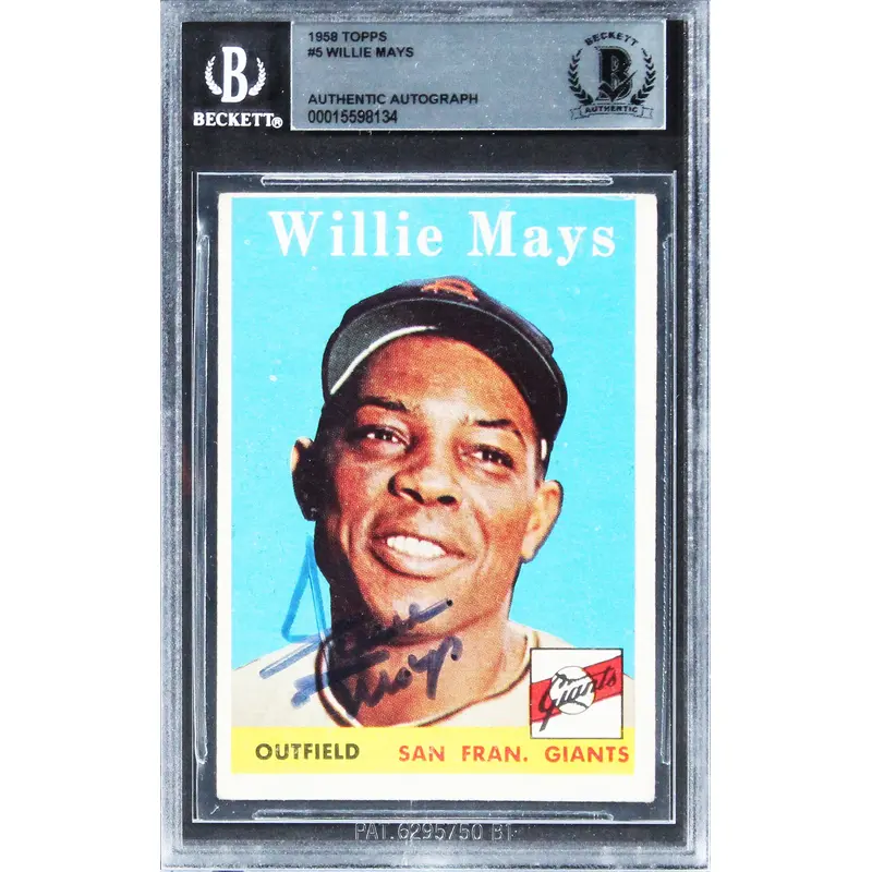 Giants Willie Mays Authentic Signed 1958 Topps #5 Card BAS Slabbed