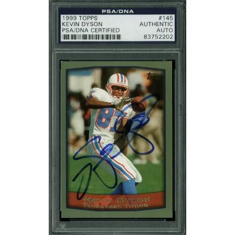 Oilers Kevin Dyson Authentic Signed Card 1999 Topps #145 PSA/DNA Slabbed