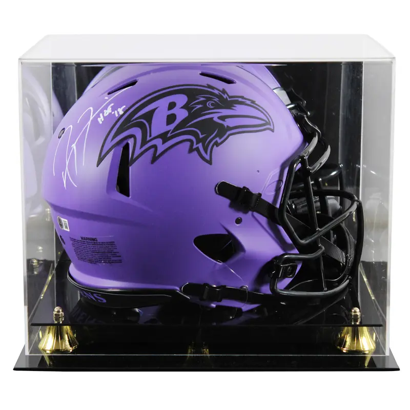 Ravens Ray Lewis "HOF 18" Signed Rave F/S Speed Proline Helmet W/ Case BAS Wit