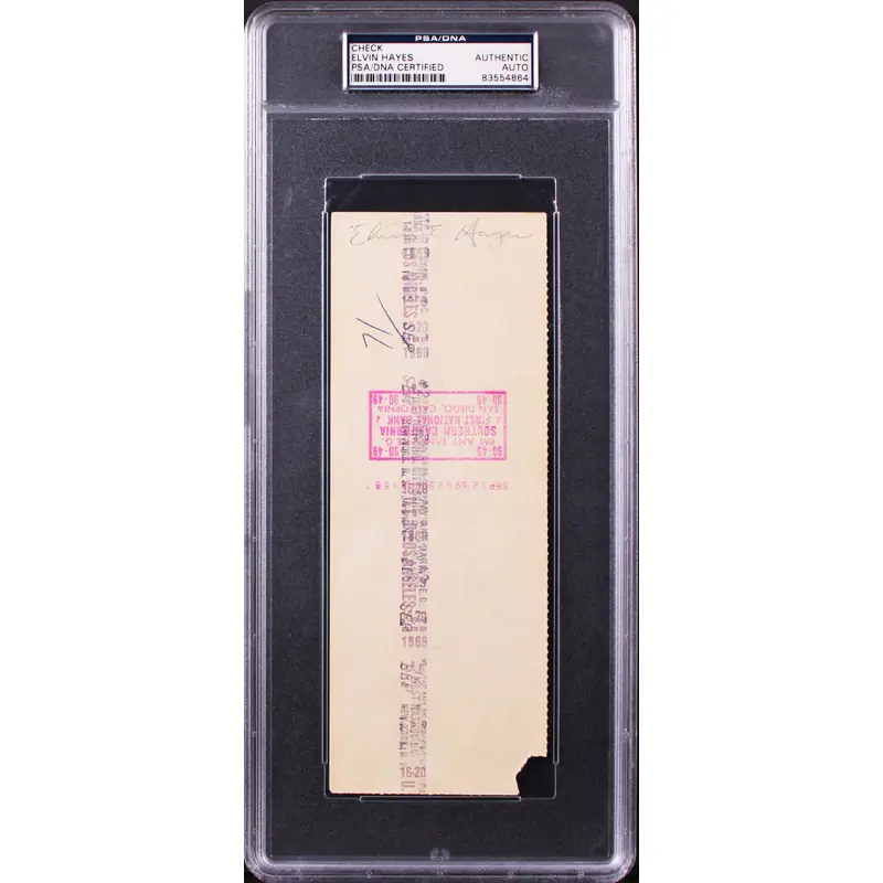 Rockets Elvin Hayes Authentic Signed 3X8.25 9/9/1969 Check PSA/DNA Slabbed