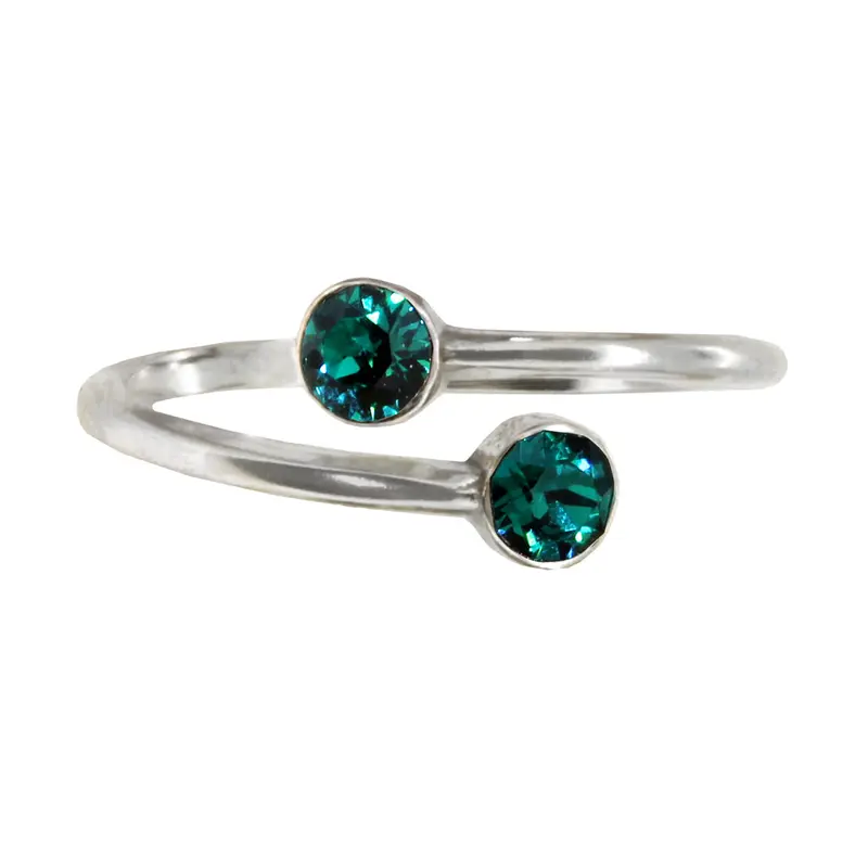May Birthstone Sterling Silver Ring Wrap