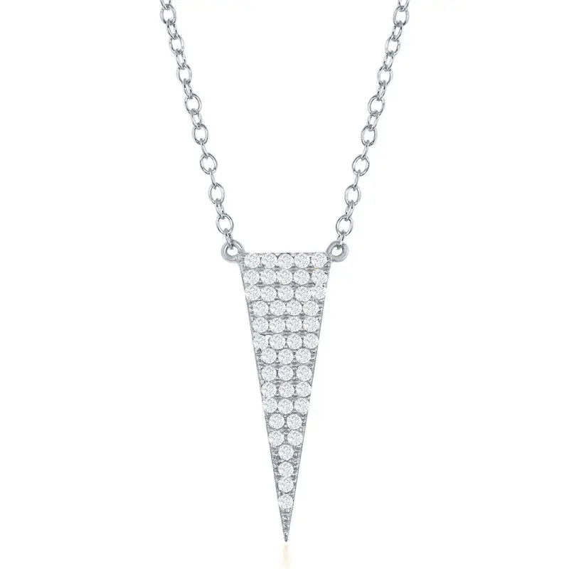 Sterling Silver Cucic Zirconia Triangle Necklace