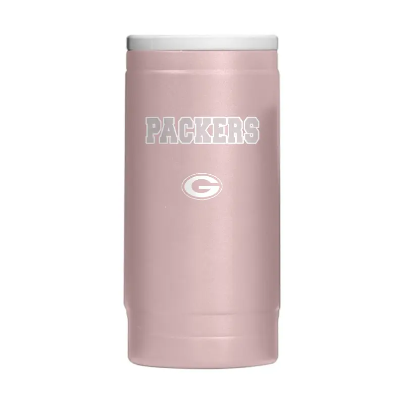 Green Bay Packers  Stencil Powder Coat Slim Can Coolie