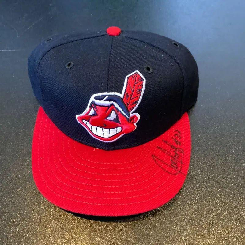 Juan Gonzalez Signed Authentic Cleveland Indians Game Model Hat Fleer Hologram