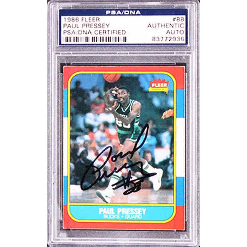 Bucks Paul Pressey Authentic Signed 1986 Fleer #88 Card PSA/DNA Slabbed