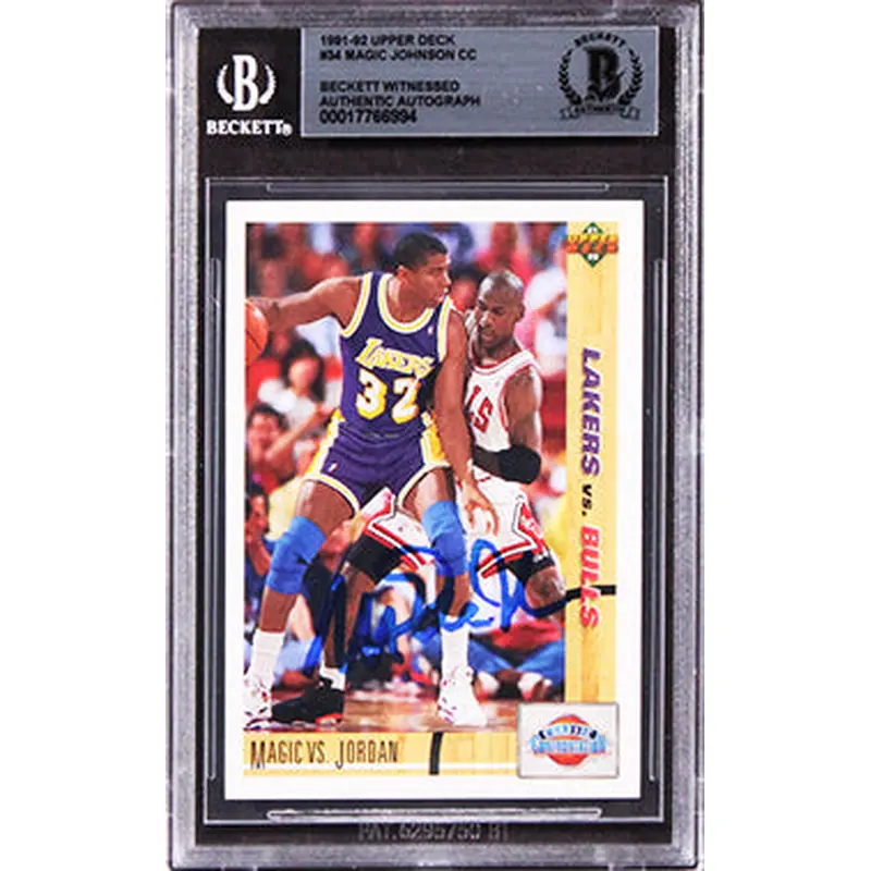 Lakers Magic Johnson Authentic Signed 1991 Upper Deck #34 CC Card BAS Slabbed