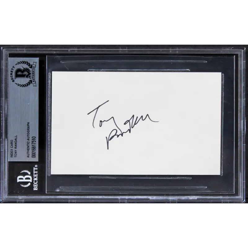 Tony Randall The Odd Couple Authentic Signed 3x5 Index Card BAS Slabbed 3