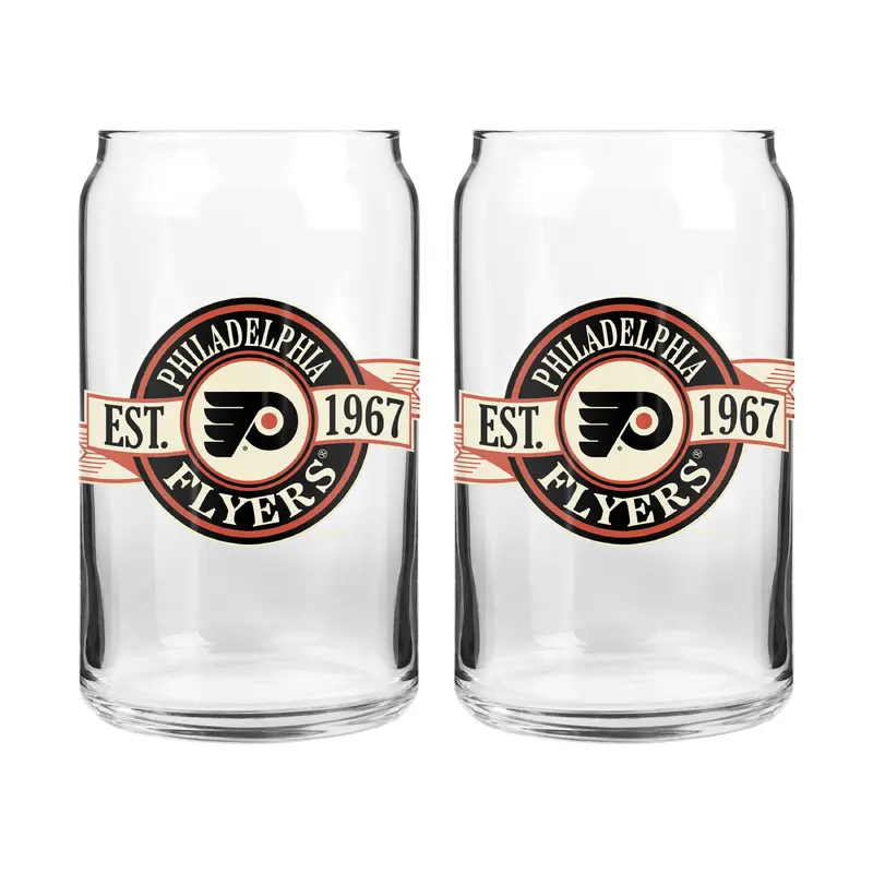 NHL Philadelphia Flyers 16 oz Can Glass Banner Design