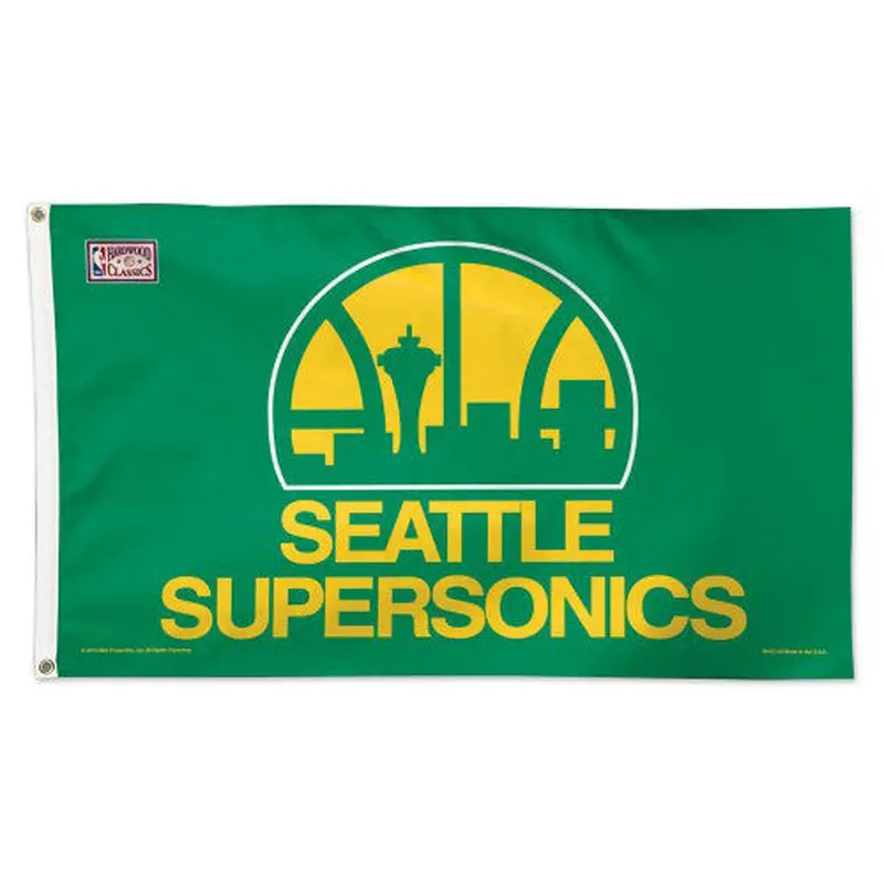 Seattle Supersonics Official NBA Basketball 3'x5' RETRO Deluxe Banner Flag - Wincraft