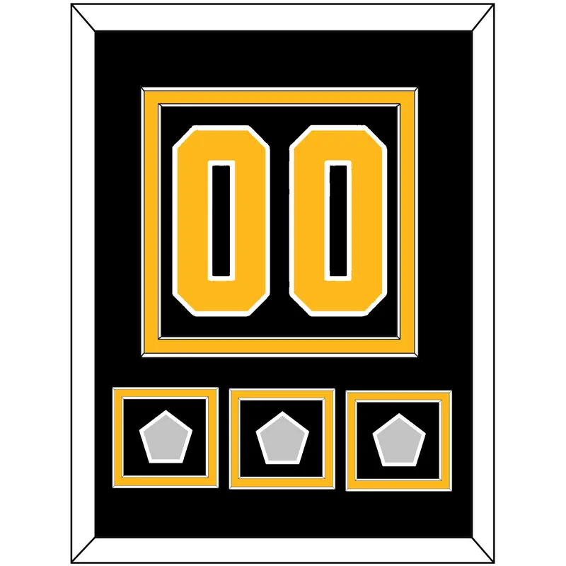 Pittsburgh Number (Back) & 3 Stanley Cup Finals Patches - Home Black - Double Mat 2