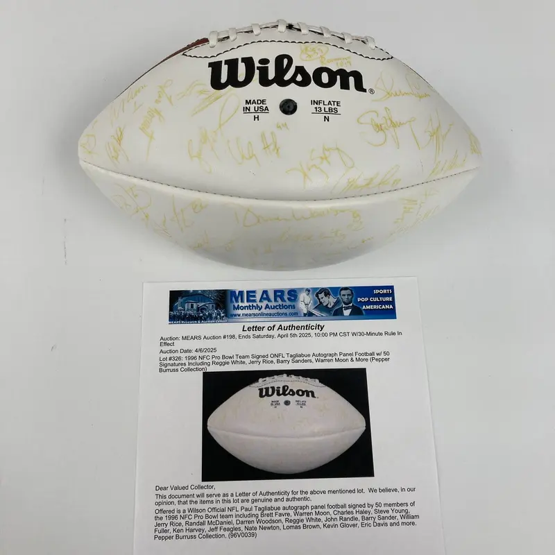 1996 Pro Bowl Team Signed Football 50 Sigs Reggie White Barry Sanders Favre