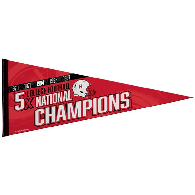 Nebraska Cornhuskers Football 5-Time NCAA National Champions Felt Pennant - Rico Inc.