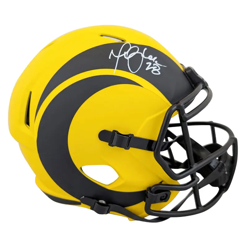 Rams Marshall Faulk Signed Rave Full Size Speed Rep Helmet BAS Witnessed