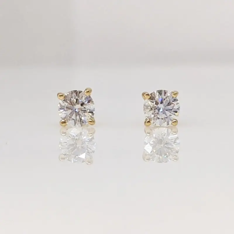 14K .32 CARAT TOTAL WEIGHT SI2 G DIAMOND ROUND ESTATE STUD EARRINGS 0.5 GRAMS