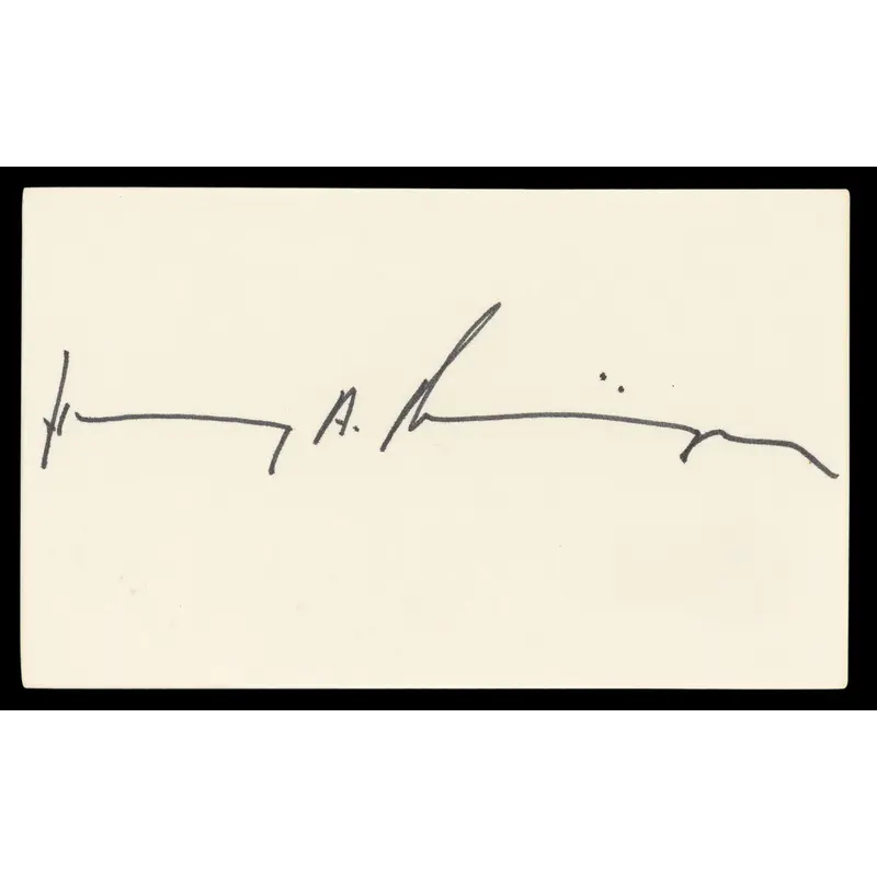 Henry Kissinger Authentic Signed 3x5 Index Card Autographed BAS #BL98484