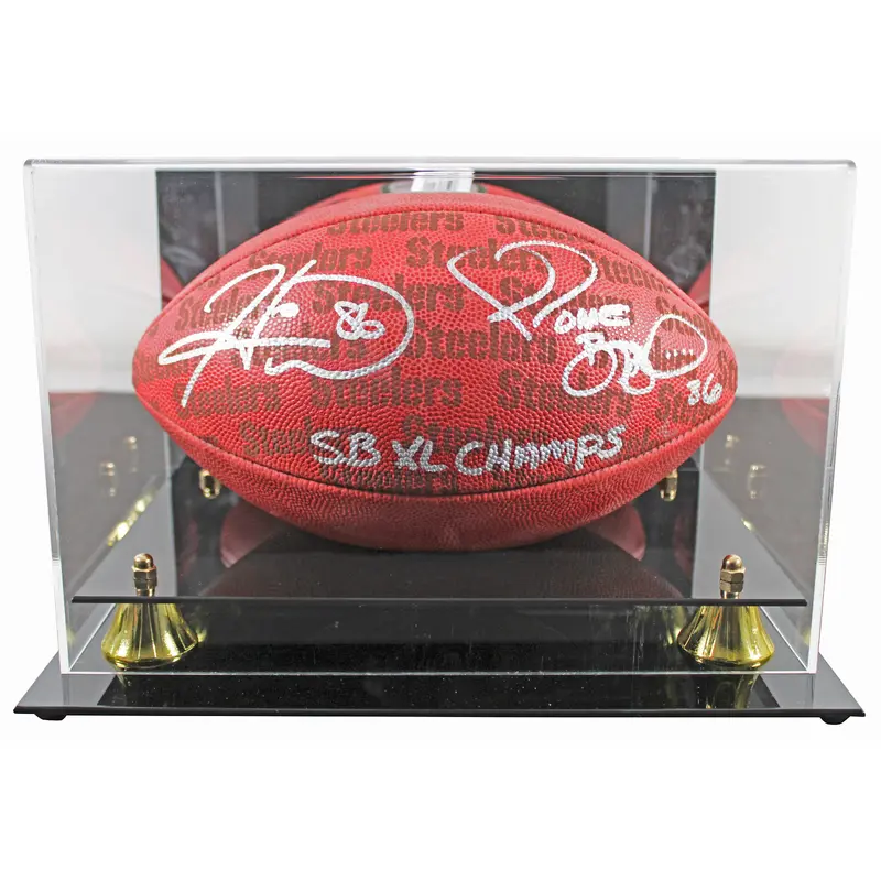 Jerome Bettis & Hines Ward Signed "Duke" Team Showcase Football W/ Case BAS Wit