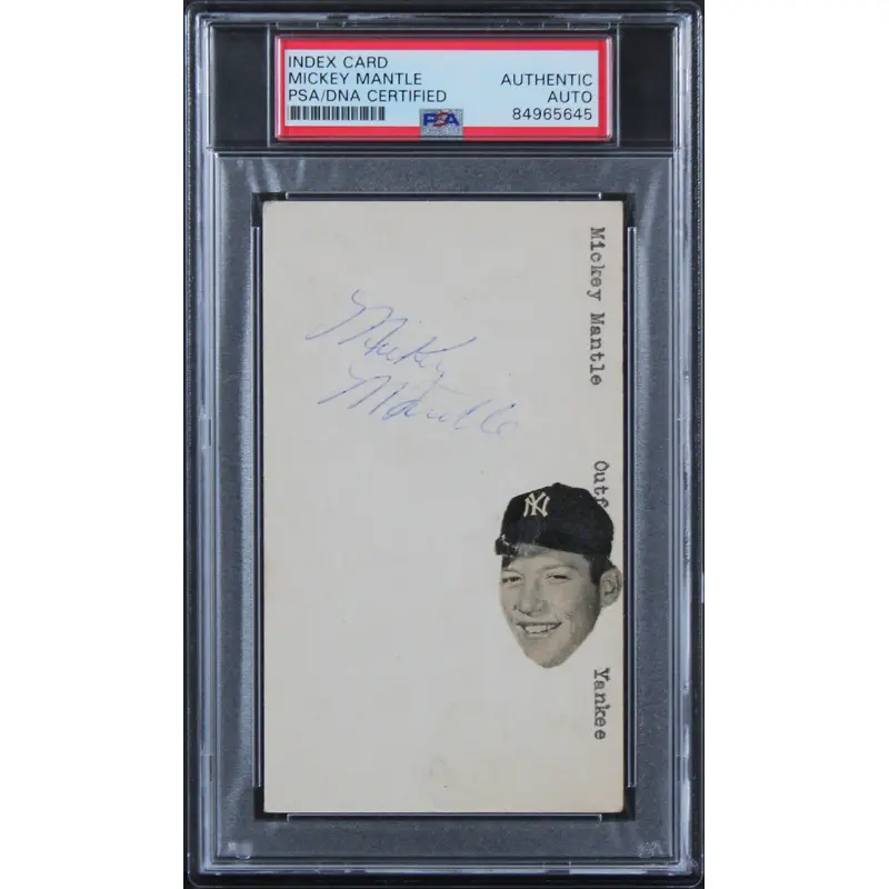 Yankees Mickey Mantle Signed 3x5 Index Card Rookie Era Signature PSA/DNA Slabbed
