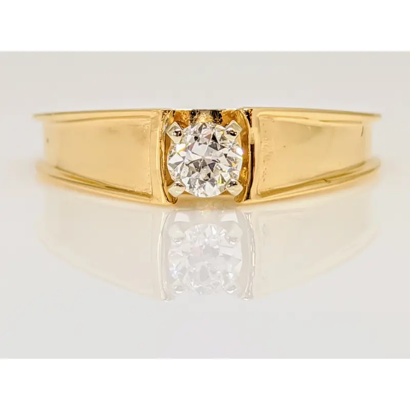 14K .21 CARAT TOTAL SI2 H DIAMOND ROUND RAISED SHANK SOLITAIRE ESTATE RING 3.7 GRAMS