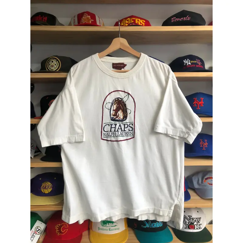 Vintage 80s Ralph Lauren Chaps Equestrian Embroidered Tee Size Large