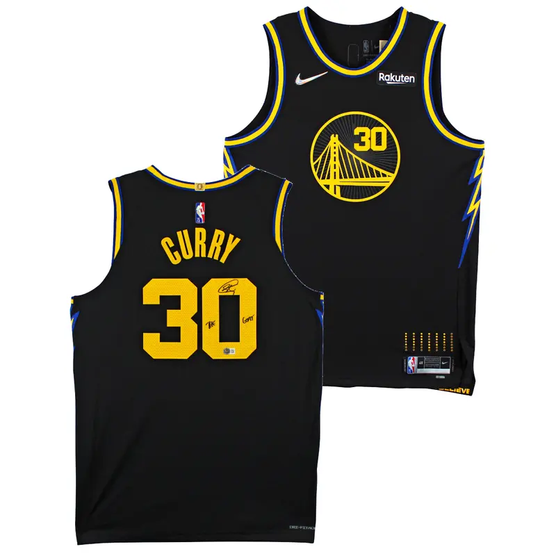 Warriors Stephen Curry "Goat" Signed '21 Black Nike City Ed Authentic Jersey BAS