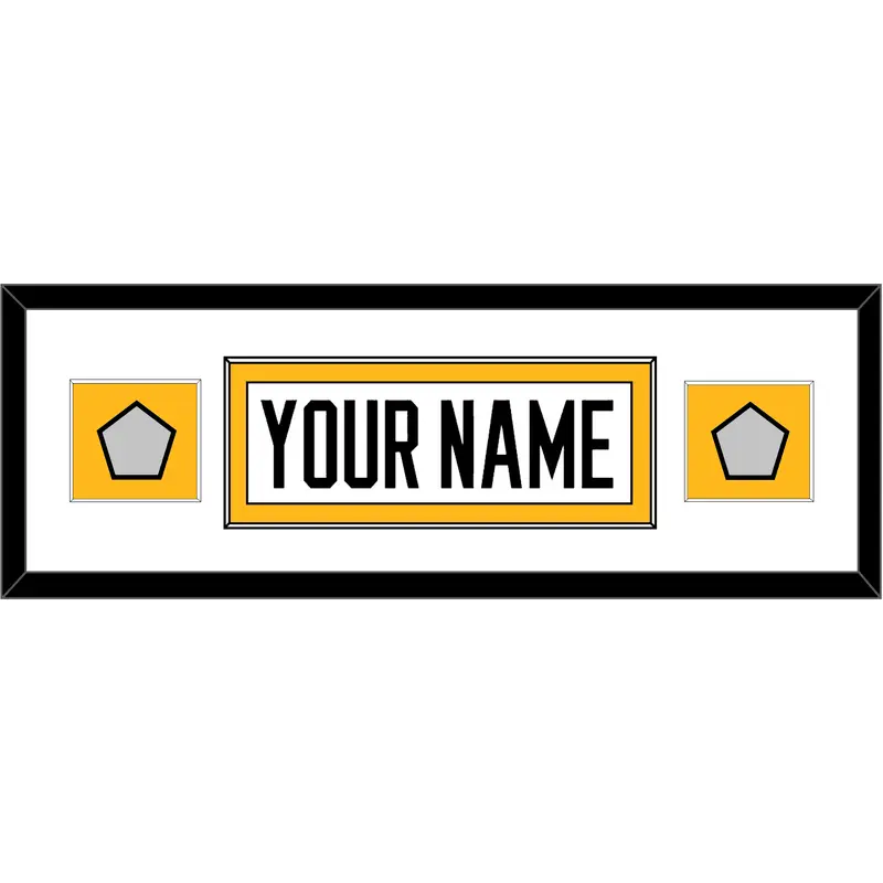 Pittsburgh Nameplate & 2 Stanley Cup Finals Patches - Home White (1988-1992) - Single Mat 4