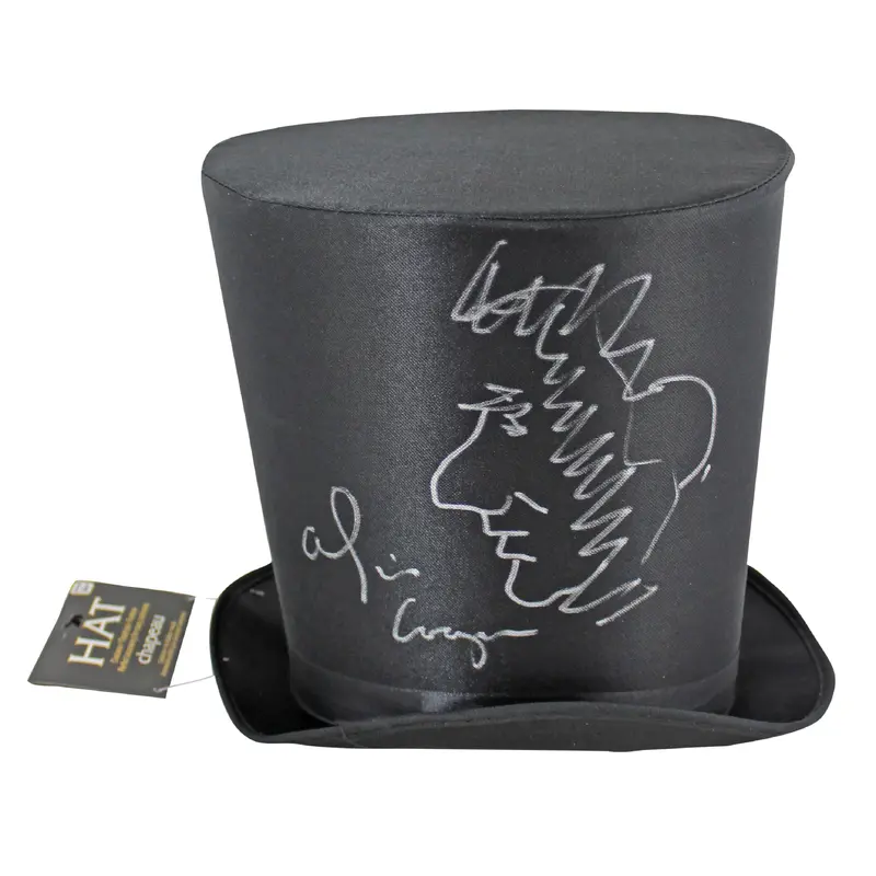 Alice Cooper Signed Costume Top Hat w/ Self Portrait Sketch BAS Witness #WC91137