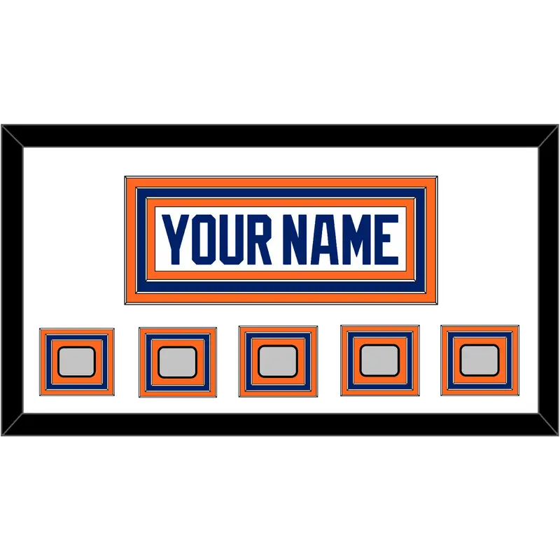 Edmonton Nameplate & 5 Stanley Cup Champions Patches - Home White (1981-1994) - Triple Mat 1