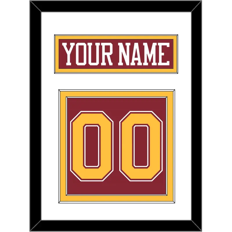 Minnesota Hockey Nameplate & Number (Back) - Road Maroon - Double Mat 1