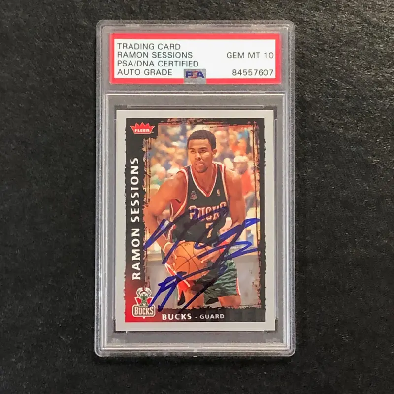 2008-09 Fleer #85 Ramon Sessions Signed AUTO 10 PSA Slabbed Bucks
