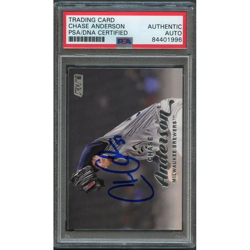 2017 Stadium Club #284 Chase Anderson Signed Card PSA Slabbed Auto Brewers