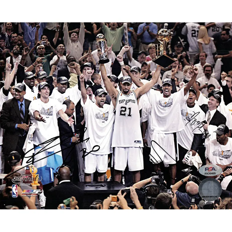 Manu Ginobili Robert Horry Nazr Mohammed Signed 8x10 Photo PSA Spurs Autographed