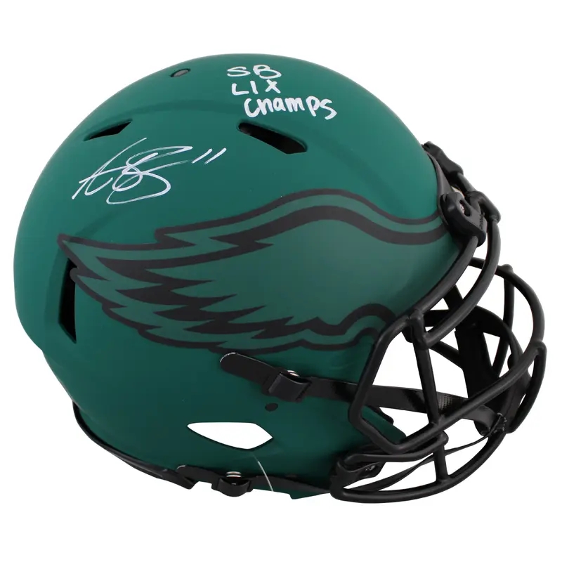 Eagles A.J. Brown "SB Champs" Signed Rave F/S Speed Proline Helmet BAS #2W738406