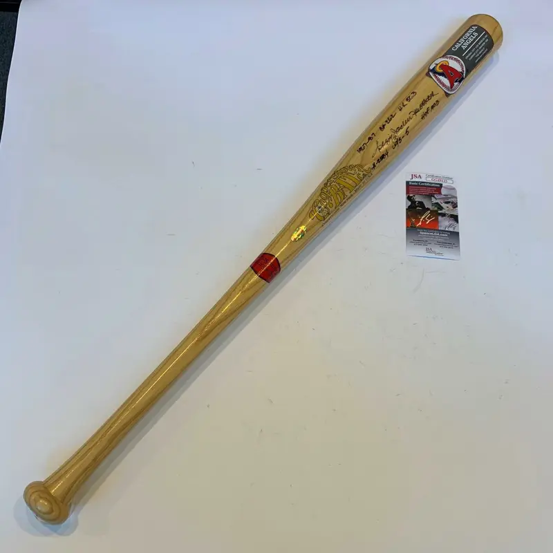 Reggie Jackson Mr. October Signed Heavily Inscribed STAT Baseball Bat JSA COA