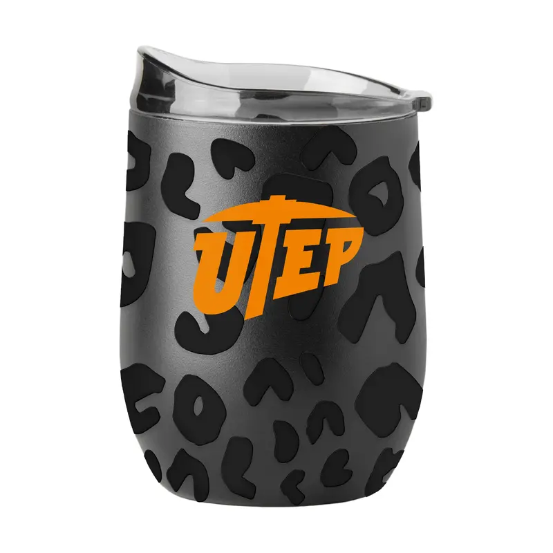 UTEP Leopard 16oz Black Powdercoat Curved Beverage