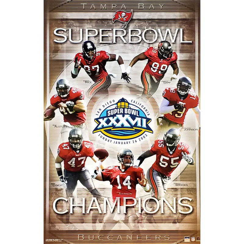 Tampa Bay Bucs Super Bowl XXXVII Champions Commemorative Poster - Starline 2003