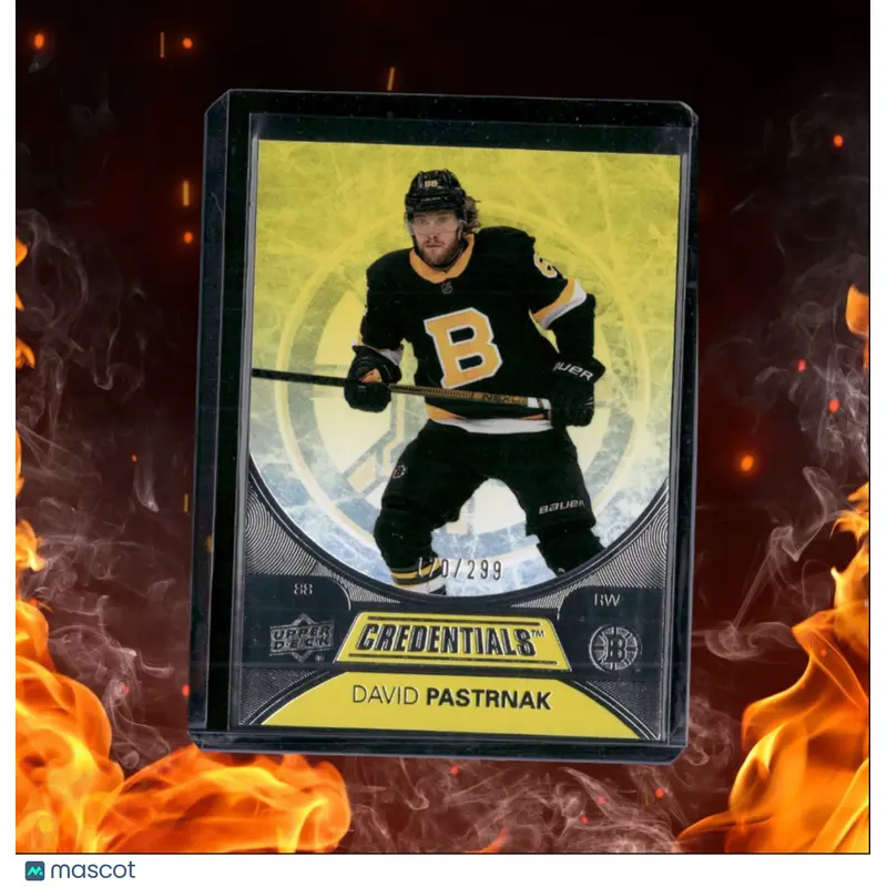 2021-22 Upper Deck Credentials David Pastrnak Yellow 170/299 #49