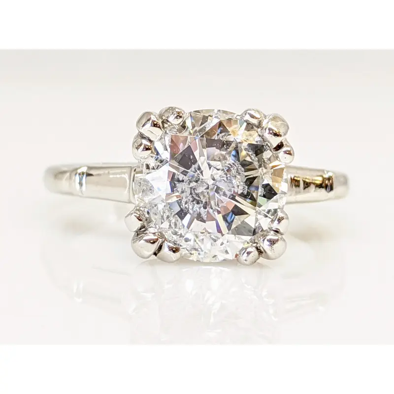 14K WHITE 2.55 CARAT TOTAL I2 G DIAMOND ROUND SOLITAIRE ESTATE RING 4.7 GRAMS