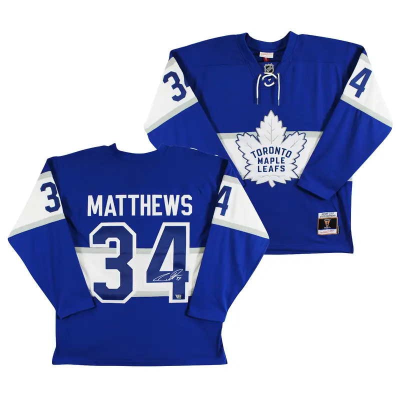 Maple Leafs Auston Matthews Signed Blue Vintage M&N Throwback Jersey Fanatics