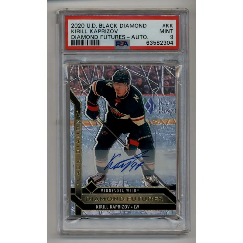 Kirill Kaprizov 2020-21 UD Black Diamond Diamond Futures Auto 37/99 PSA 9 Mint