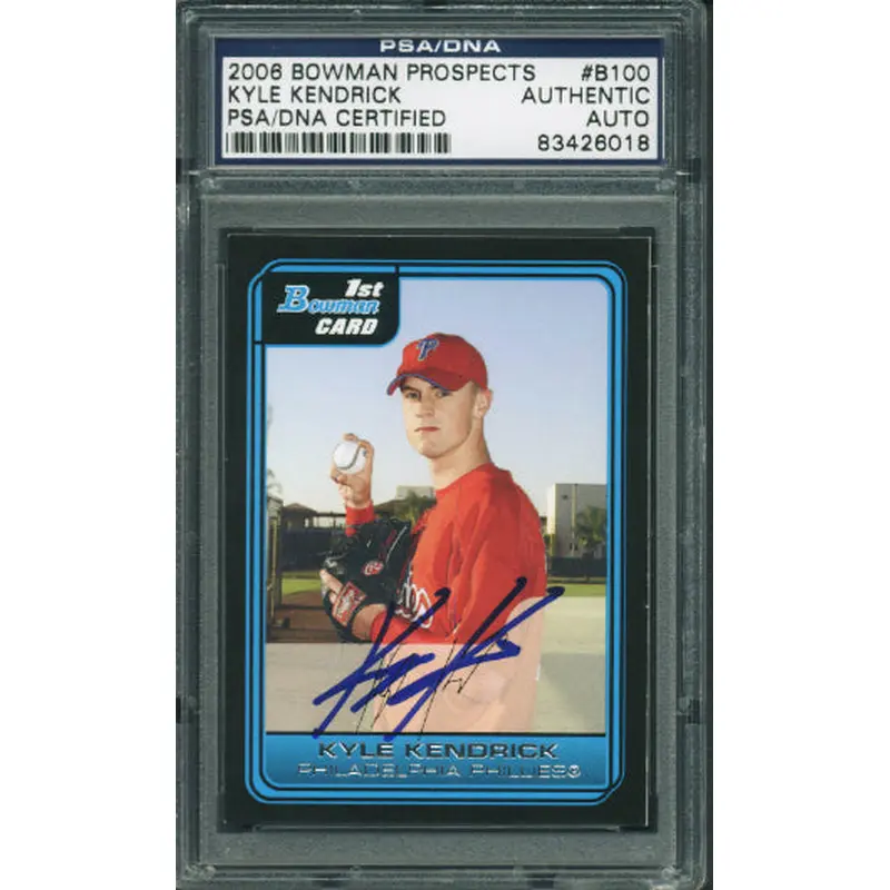 Phillies Kyle Kendrick Signed Card 2006 Bowman Prospects Rc B100 PSA/DNA Slabbed