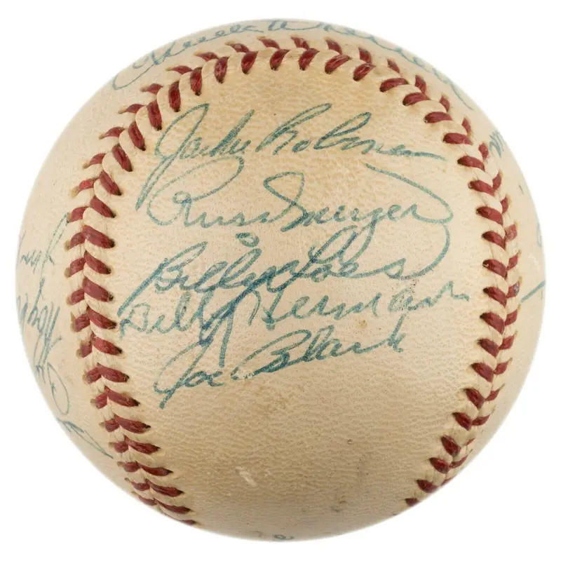 Jackie Robinson & Roy Campanella 1953 Brooklyn Dodgers Team Signed Baseball BAS