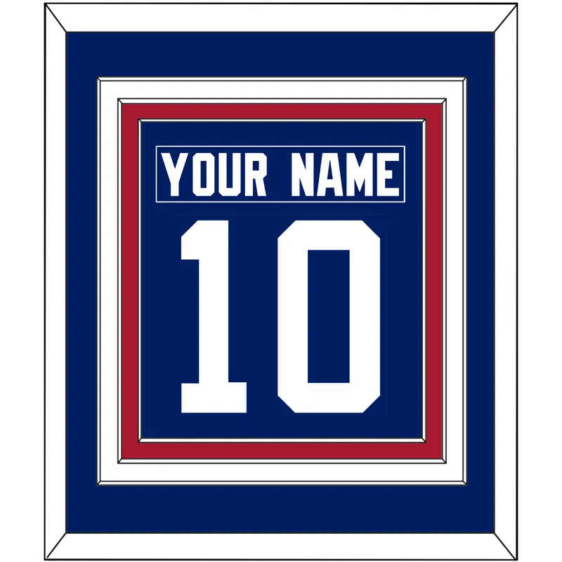 New York Nameplate & Number (Back) Combined - Home Blue - Triple Mat 2
