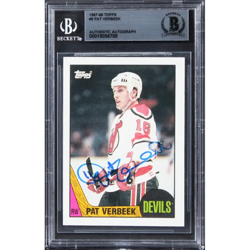 Devils Pat Verbeek Authentic Signed 1987 Topps #6 Card Autographed BAS Slabbed