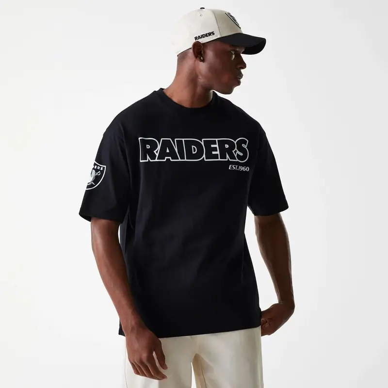 Las Vegas Raiders NFL Wordmark Black Oversized T-Shirt