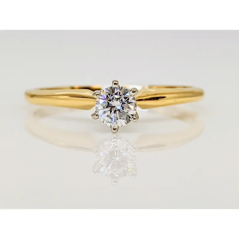 14K .25 CARAT TOTAL VS2 I DIAMOND ROUND SOLITAIRE ESTATE RING 1.6 GRAMS