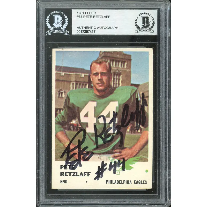 Eagles Pete Retzlaff Authentic Signed 1961 Fleer #53 Card Autographed BAS Slab
