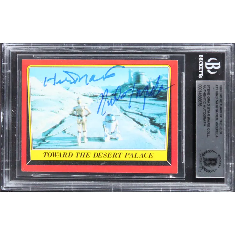 Star Wars (2) Narita & Krepela Signed 1983 Return Of The Jedi #11 Card BAS Slab