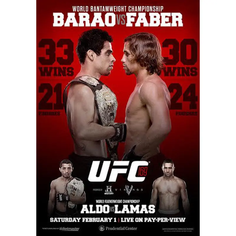 UFC 169 Official Event Poster (Barao vs Faber) - New Jersey 2/1/2014
