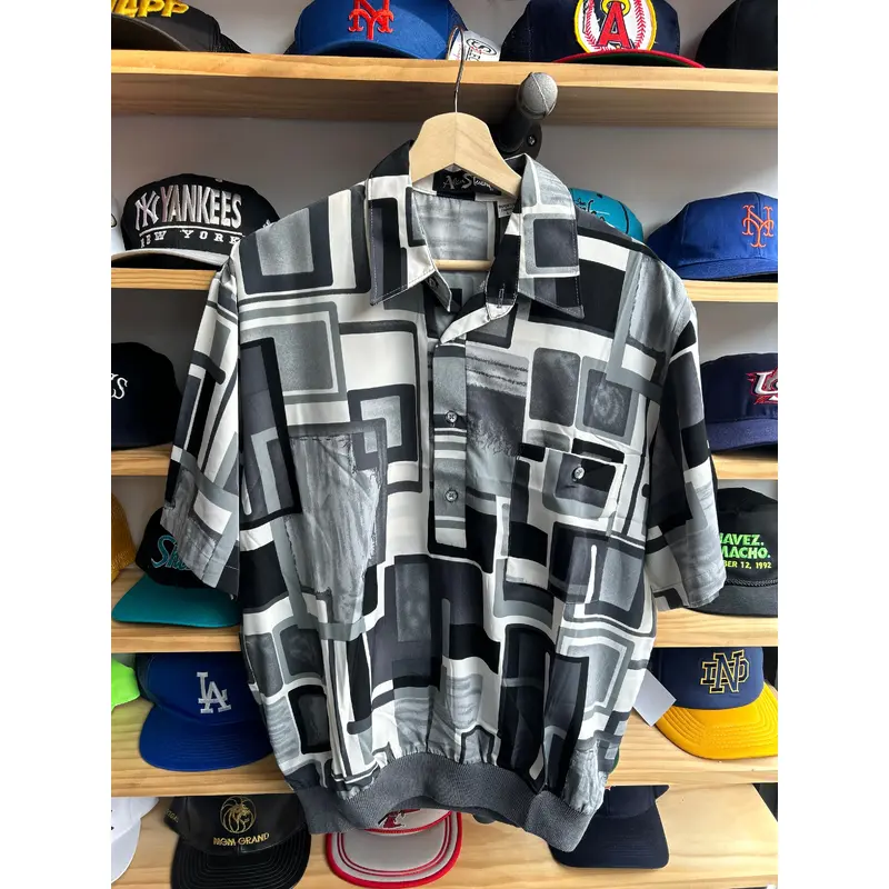 Vintage Alan Stuart Polyester Sopranos Style Button Down Shirt Large