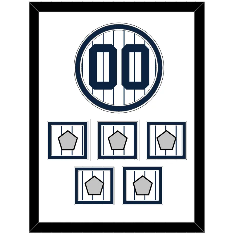 New York Number & 5 World Series Jersey Patches - Pinstripes - Double Mat 1